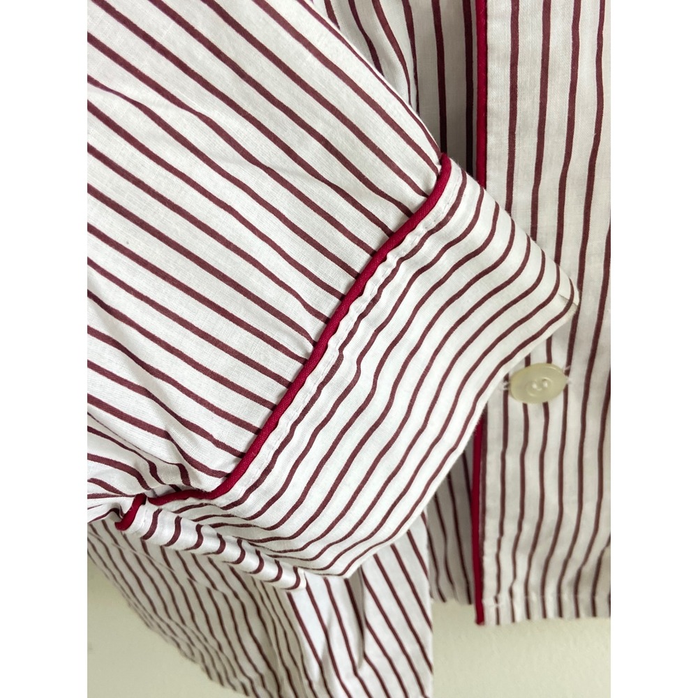 Barrington Mens Pajama Set Medium Burgundy White Striped Cotton Blend Sleepwear - Picture 6 of 10